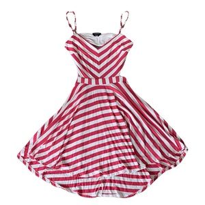 bebe pink and White Striped Fit-and-Flare Dress